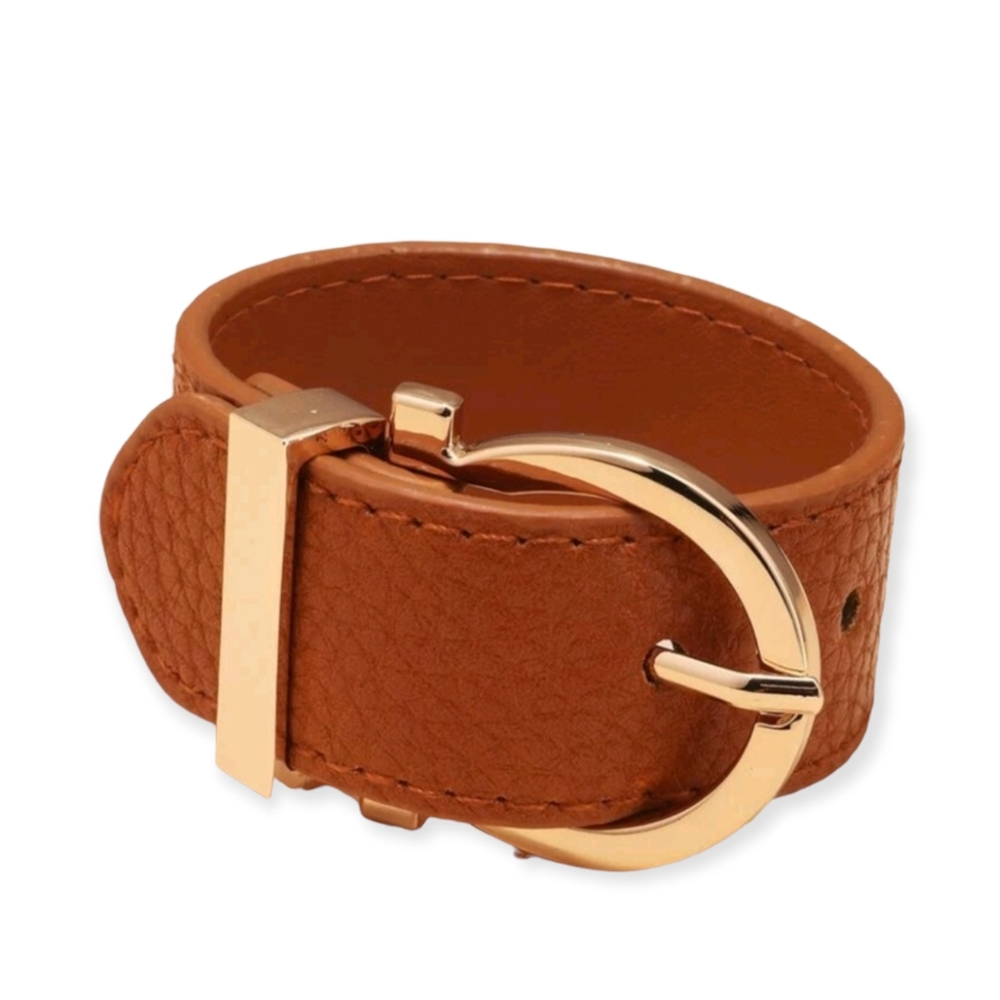 Cognac Gold Buckle Bracelet